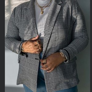 Black and White Houndstooth Blazer